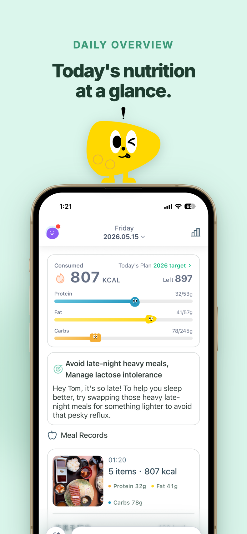 Daily nutrition dashboard